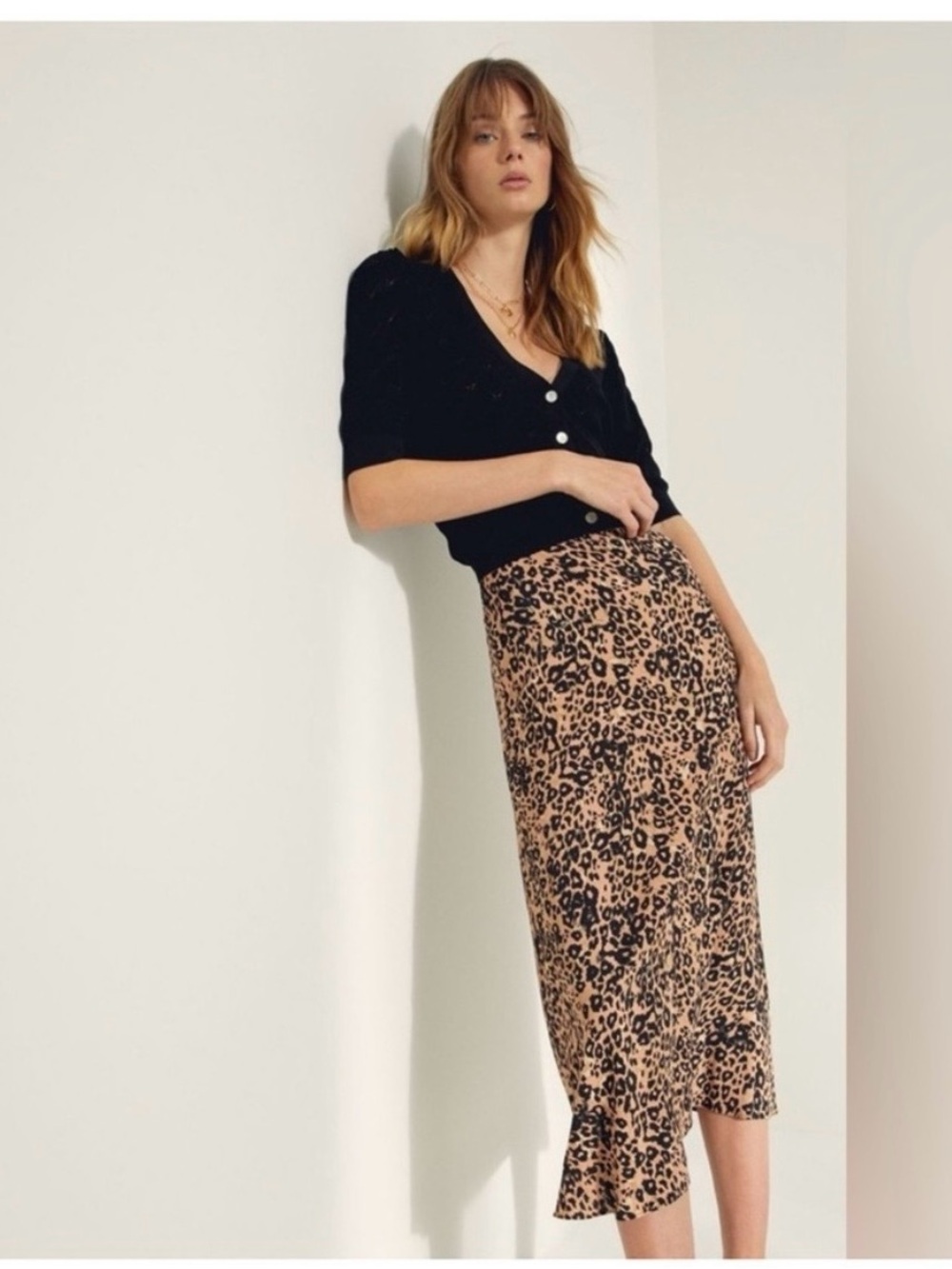 Wilfred A-Line Leopard Print Skirt